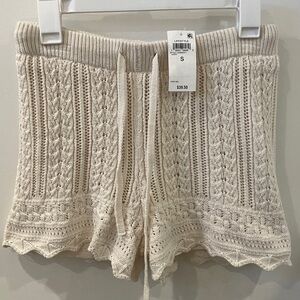 Elegant High Waist Knit Shorts in Cream
